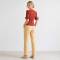 Rust Red Linen Puff Sleeve Button Top