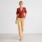 Rust Red Linen Puff Sleeve Button Top