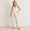 White Linen Sleeveless Crop Tank Top