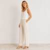 White Linen Sleeveless Crop Tank Top