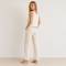 White Linen Sleeveless Crop Tank Top