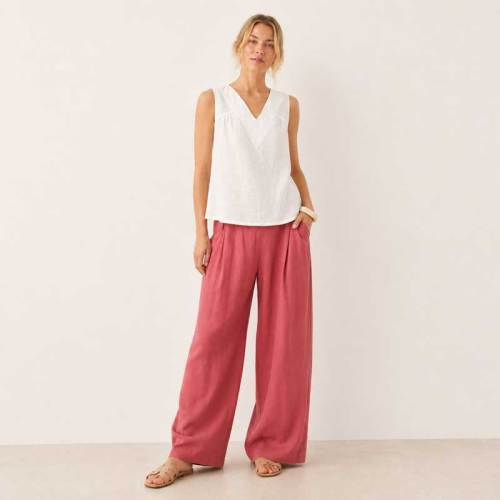 White Linen V-Neck Sleeveless Tank Top