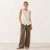 White Linen Button-Front Sleeveless Top