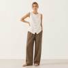 White Linen Button-Front Sleeveless Top