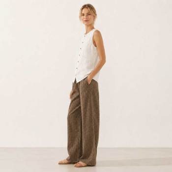White Linen Button-Front Sleeveless Top