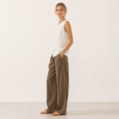 White Linen Button-Front Sleeveless Top