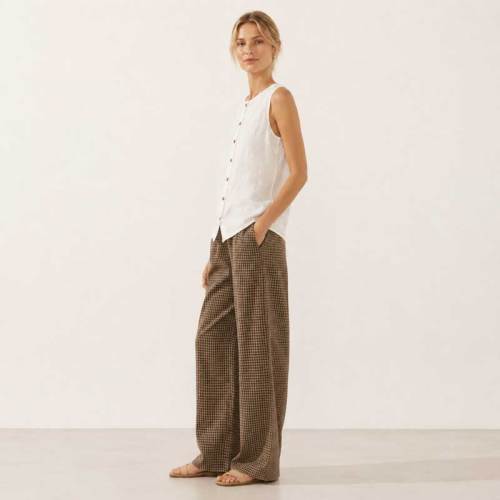 White Linen Button-Front Sleeveless Top