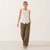 White Linen Button-Front Sleeveless Top
