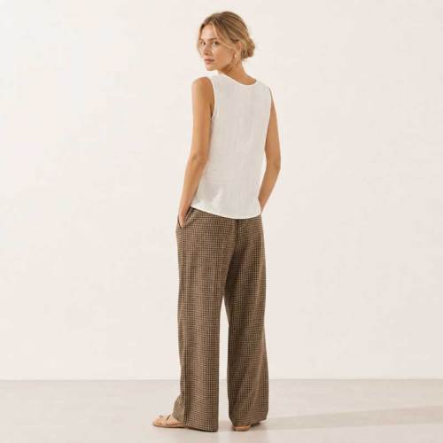 White Linen Button-Front Sleeveless Top