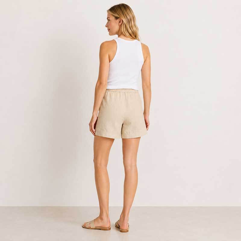 Natural Linen Drawstring Shorts