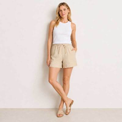 Natural Linen Drawstring Shorts