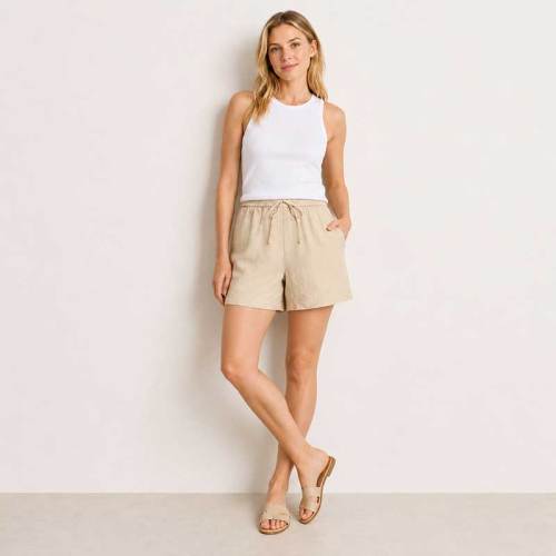 Natural Linen Drawstring Shorts