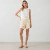 Beige High-Waisted Linen Casual Shorts