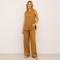 Camel Linen Sleeveless Two-Piece Set