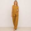Camel Linen Sleeveless Two-Piece Set