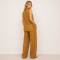Camel Linen Sleeveless Two-Piece Set