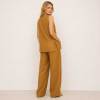 Camel Linen Sleeveless Two-Piece Set