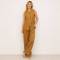 Camel Linen Sleeveless Two-Piece Set