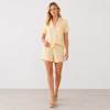 Soft Yellow Linen Short Sleeve Shirt & Shorts Set