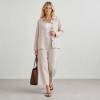 Natural Beige Linen Jacket & Wide-Leg Pants Set