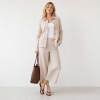 Natural Beige Linen Jacket & Wide-Leg Pants Set