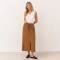 Camel Linen Drawstring Maxi Skirt