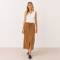 Camel Linen Drawstring Maxi Skirt