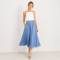 Sky Blue Linen A-Line Midi Skirt