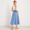Sky Blue Linen A-Line Midi Skirt