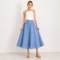 Sky Blue Linen A-Line Midi Skirt
