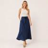 Navy Linen Tie-Waist Maxi Skirt