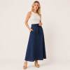 Navy Linen Tie-Waist Maxi Skirt
