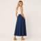 Navy Linen Tie-Waist Maxi Skirt