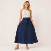 Navy Linen Tie-Waist Maxi Skirt