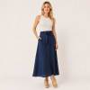 Navy Linen Tie-Waist Maxi Skirt