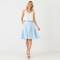 Sky Blue Linen A-Line Midi Skirt