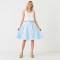 Sky Blue Linen A-Line Midi Skirt