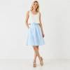 Sky Blue Linen A-Line Midi Skirt