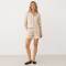 Cream Striped Linen Shirt & Shorts Set