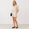 Cream Striped Linen Shirt & Shorts Set