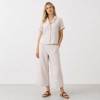 Natural Linen Short Sleeve Shirt & Wide-Leg Pants Set