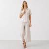 Natural Linen Short Sleeve Shirt & Wide-Leg Pants Set
