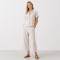 Natural Linen Short Sleeve Shirt & Wide-Leg Pants Set