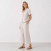 Natural Linen Short Sleeve Shirt & Wide-Leg Pants Set