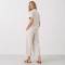 Natural Linen Short Sleeve Shirt & Wide-Leg Pants Set