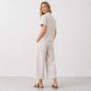 Natural Linen Short Sleeve Shirt & Wide-Leg Pants Set