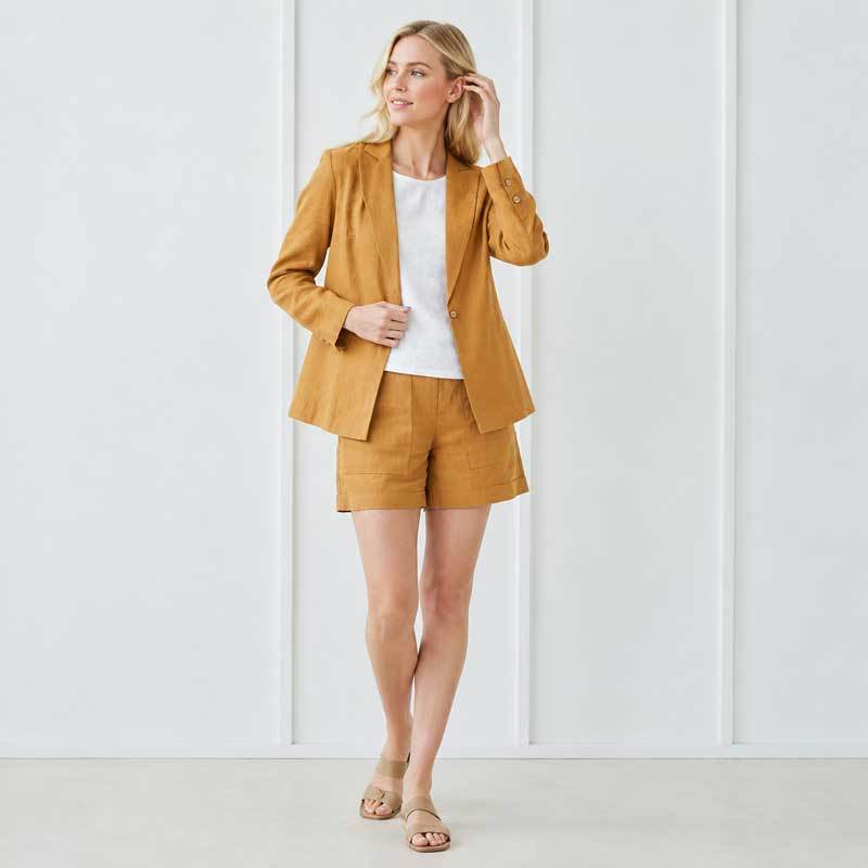 Camel Linen Blazer Jacket