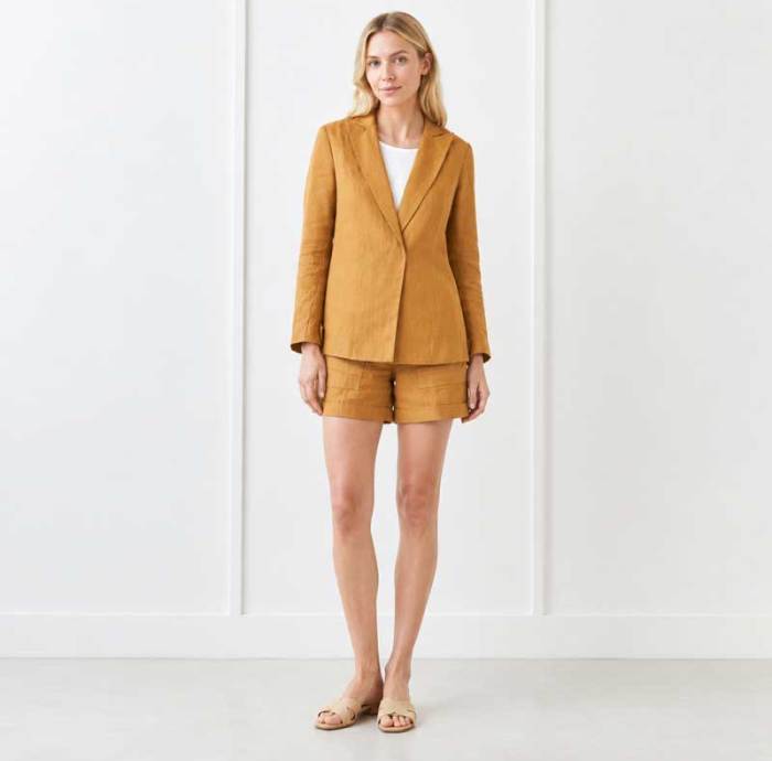 Camel Linen Blazer Jacket