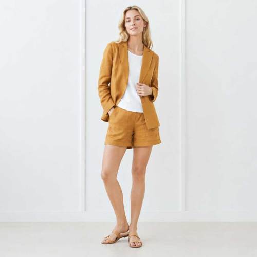 Camel Linen Blazer Jacket
