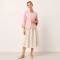 Pink Linen Cropped Open-Front Jacket